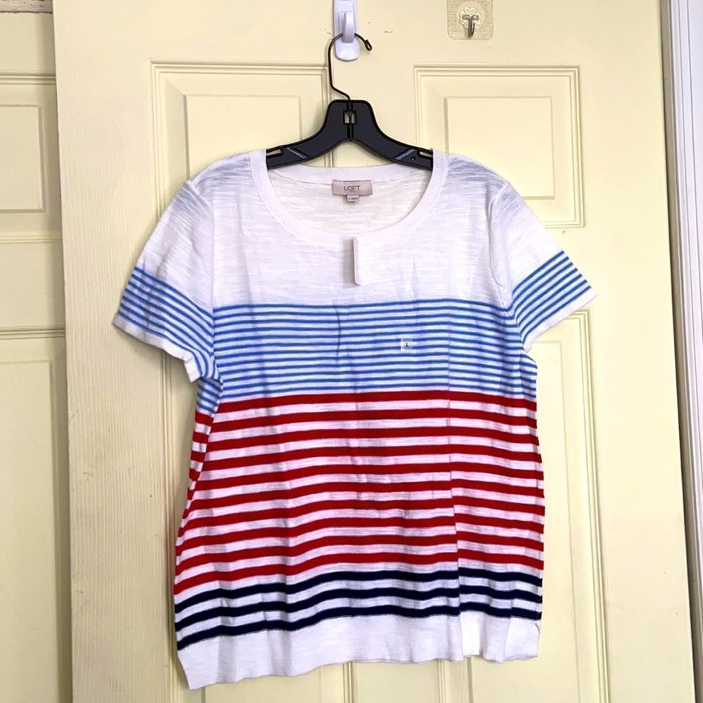 Loft outlet Red, White and Blue sweater blouse